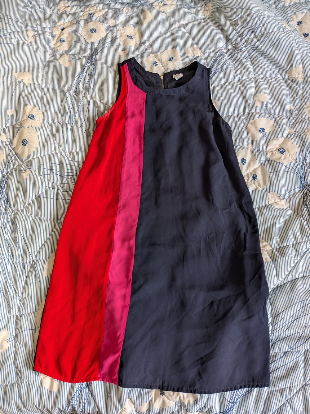T.J.Maxx Navy Shift Dress with Red & Pink Panels